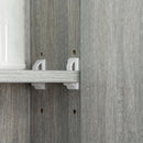 Armadietto a Specchio per Bagno con Ripiani Regolabili 3 Porte e Mensola 90x15x75 cm Grigio   -8