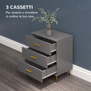 Cassettiera 3 Cassetti Design Moderno 60x40x71,5 cm in Legno e Alluminio Oro e Grigio Scuro -4