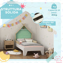 Struttura Letto Singolo per Bambini 144x74x110 cm Casetta con Sponde in Legno Verde  -4