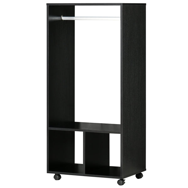 prezzo Mobile Appendiabiti con Barra 2 Ripiani Aperti e Ruote 60x40x128 cm Nero