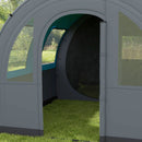 Tenda da Campeggio 5 Posti Impermeabile con Zona Notte e Giorno 480x260x200 cm in Poliestere Grigio e Blu-9