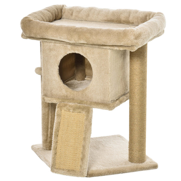 prezzo Albero Tiragraffi per Gatti con Casetta e Lettino 40x40x57 cm in Peluche e Juta Marrone