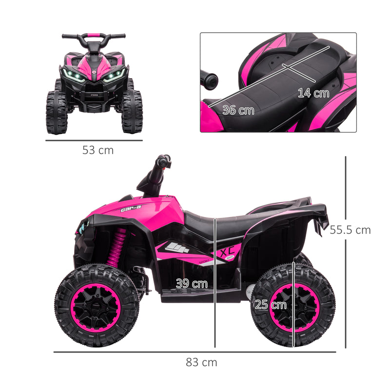 Quad Elettrico per Bambini 12V 2 Velocità Fari LED Rosa -3