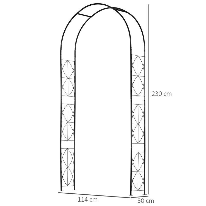 Arco per Rose e Supporto per Piante Rampicanti in Metallo 114x30x230cm Nero-3