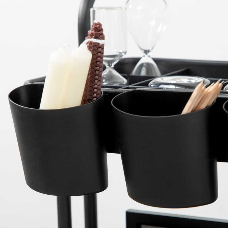 Carrello da Cucina Multiuso 3 Livelli con Accessori Nero  -9