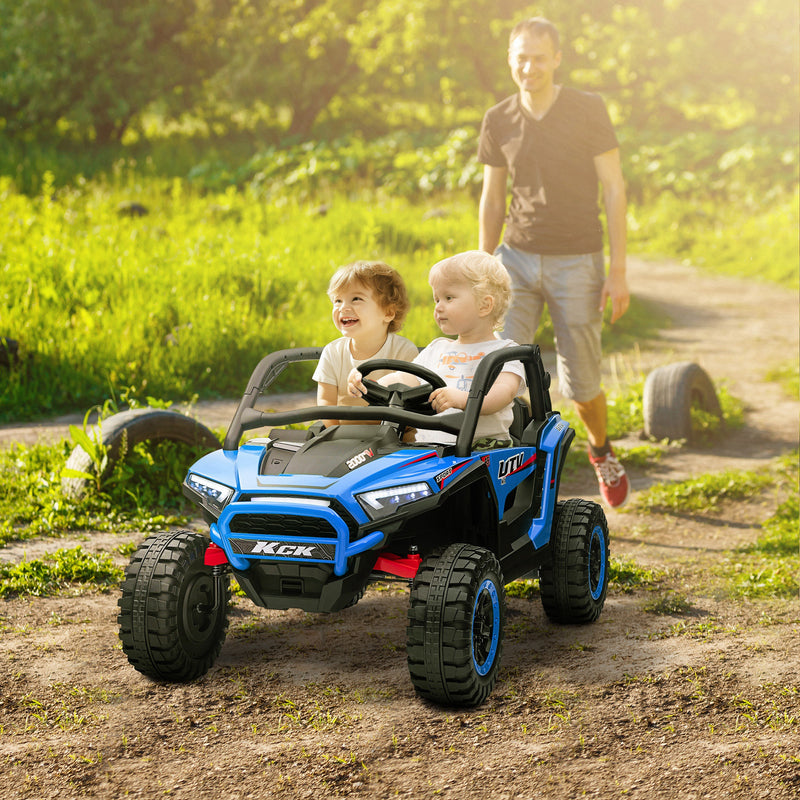 Macchina Elettrica per Bambini 24V Velocità 5-7km/h Guida Manuale e Telecomando Blu -2