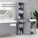 Mobile a Colonna da Bagno 40x27x171,5cm in MDF Grigio  -4