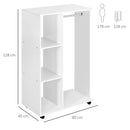 Armadio Guardaroba con Ruote in Legno 80x40x128 cm Bianco -3