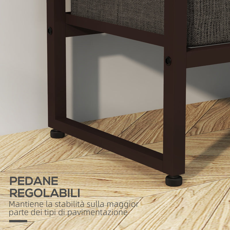 Appendiabiti da Terra con Asta 3 Cassetti e Ripiani 58,5x30x178 cm in Legno MDF e Acciaio Marrone-7