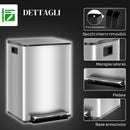 Pattumiera a Pedale 2 Sezioni da 20L 41,8x36,7x58 cm in Acciaio Inox e PP  -7