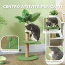 Albero Tiragraffi per Gatti Palo in Juta Piattaforme in Peluche e Palline Ø40x83 cm Verde-5