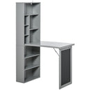 Libreria con Scrivania a Scomparsa Salvaspazio 98x51x153 cm in MDF Grigio -1