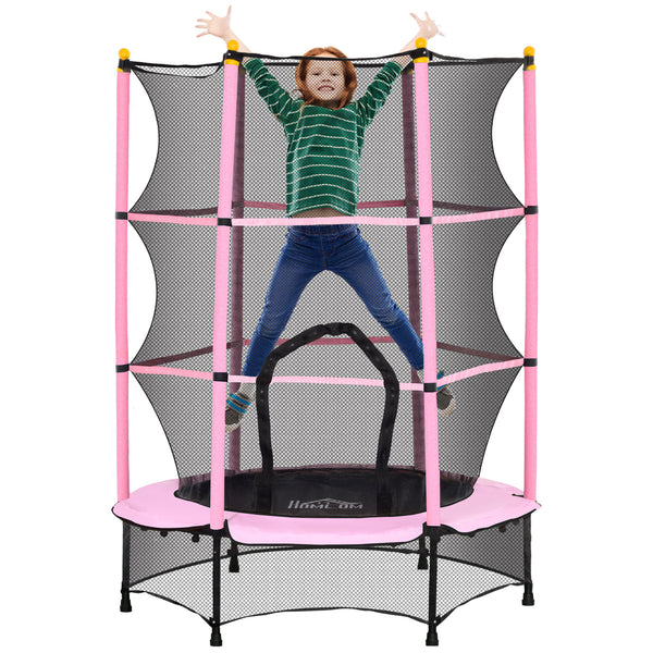 sconto Trampolino Elastico per Bambini da 3 Anni Ø140 cm con Rete di Protezione Rosa e Nero