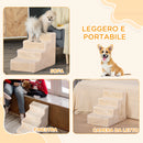 Scaletta per Cani 4 Gradini 60x35x44 cm in Flanella Sfoderabile e Truciolato Beige-7