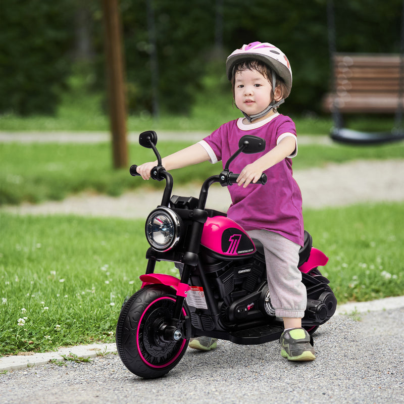 Moto Elettrica per Bambini 6V con Rotelle Rosa e Nero-2