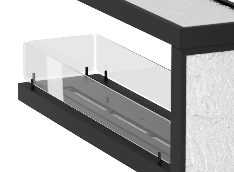 Cheminée au bioéthanol à trois faces encastrable 120x50x30 cm INSIDE U1200.2 Noir avec Verre