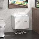 Mobile da Bagno Sospeso con Lavabo in Ceramica 61x40x50 cm Bianco Lucido  -2