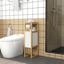 Mobiletto Bagno Salvaspazio Armadietto Porta Carta Igienica con Ripiano in Bambù 20x33x80cm Bianco-8