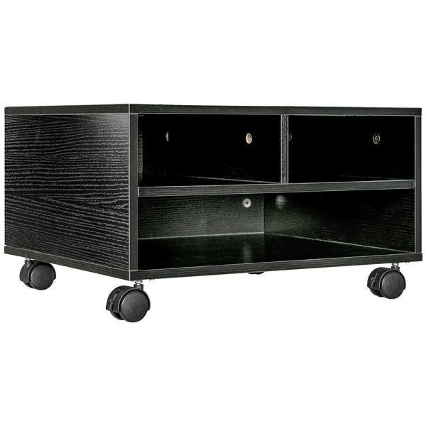 sconto Mobile Porta Stampante a 2 Ripiani in Legno con Ruote per Ufficio e Studio 47x40x22,5 cm in Truciolato Nero