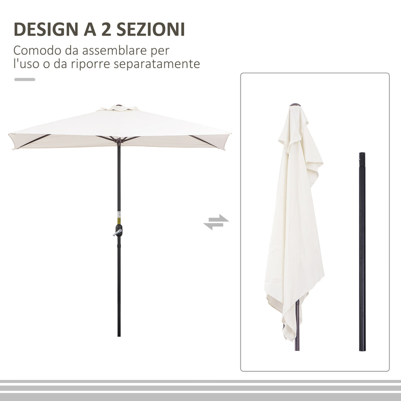 Mezzo Ombrellone da Giardino Mezzaluna 230 x130x245 cm con Apertura a Manovella Crema-4