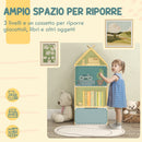 Libreria per Bambini 3 Ripiani e Cassetto e Dispositivo Antiribaltamento 50x30x119,5 cm Verde -4