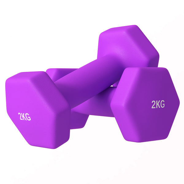 acquista Set 2 Manubri Palestra 2 kg Pesi esagonali per Allenamento Viola