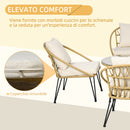 Set Tavolino con Vetro Temperato e 4 Sedie con Cuscini da Giardino in Acciaio e PE Rattan Giallo Nero e Beige-4