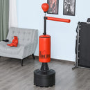 Sacco da Boxe ad Altezza Regolabile 88x48x155-205 cm con Punching Ball e Base Riempibile Rosso e Nero-2