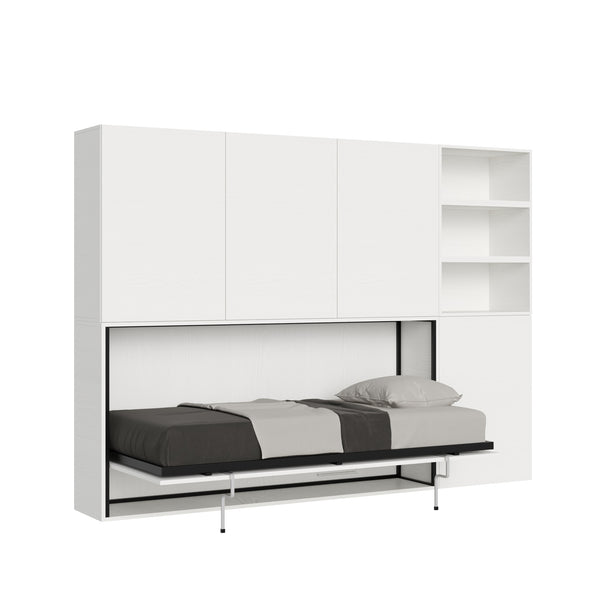 Letto Singolo a Scomparsa Composizione F Kando H194,4 Bianco Frassino sconto