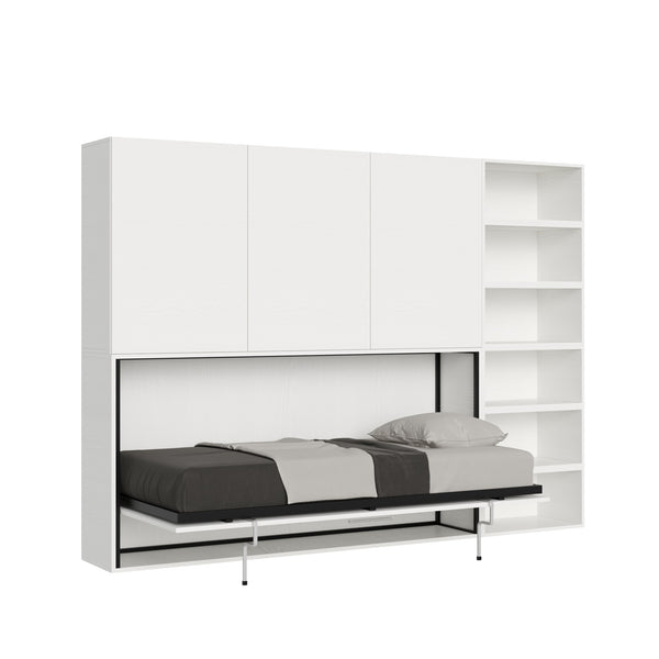 sconto Letto Singolo a Scomparsa Composizione G Kando H194,4 Bianco Frassino con Materasso