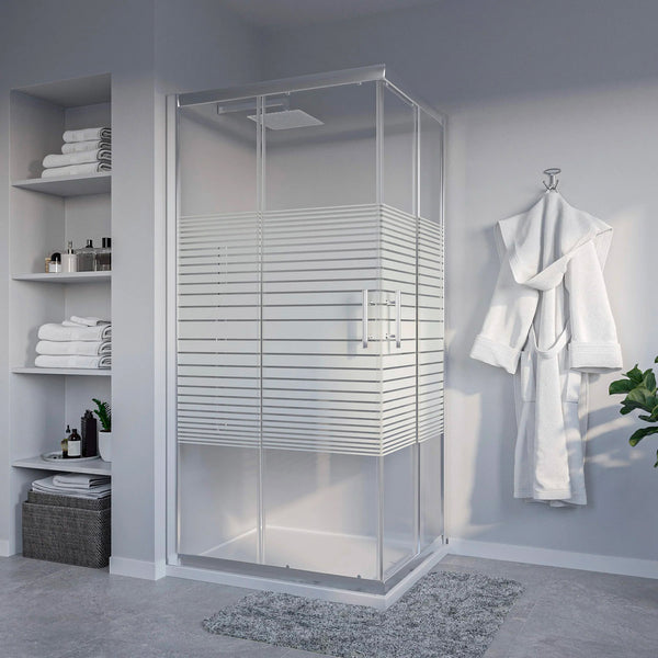 prezzo Box Doccia Angolare 2 Ante Scorrevoli 70x90 cm in Cristallo 6 mm H185cm Profilo Cromo