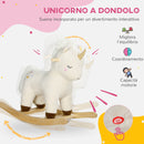 Cavallo a Dondolo per Bambini in Legno e Peluche Unicorno Bianco  -4