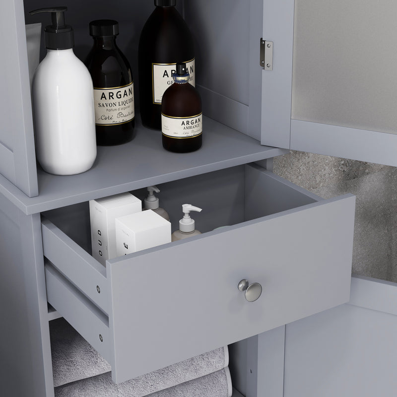 Mobile a Colonna da Bagno 40x27x171,5cm in MDF Grigio  -8