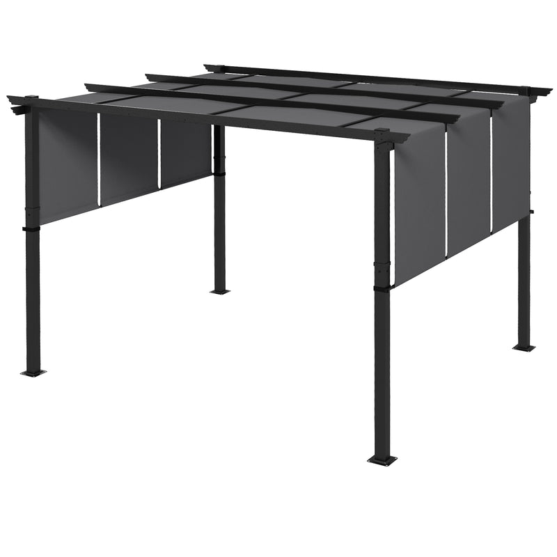 Gazebo Pergola 3x3.5 m con 3 Tettucci Regolabili in Acciaio e Poliestere Anti UV Grigio-1