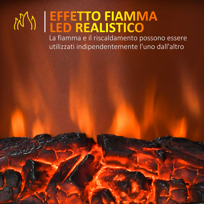 Camino Elettrico da Terra Effetto Fiamma in Stile Retrò Termostato 1000-2000W Nero -5