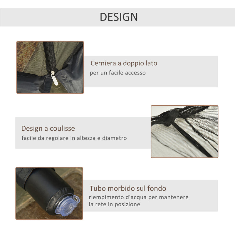 Zanzariera per Ombrellone 3x3m con Apertura a Cerniera in Tessuto Oxford 210D Nera-4