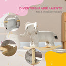 Cavallo a Dondolo per Bambini in Legno e Peluche Elefante Grigio  -6