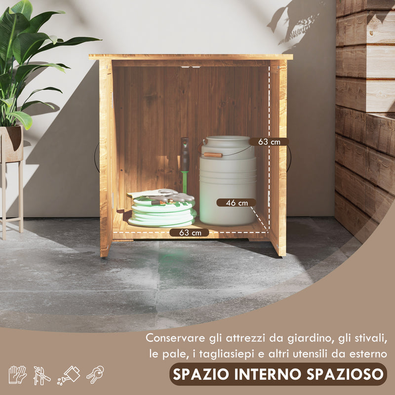 Casetta Box Da Giardino a 2 Ante Stile Country 77x55x72 cm in Legno Marrone -4