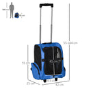 Trasportino Zaino 2 in 1 per Cani e Gatti 42x25x55 cm con Tasche e Maniglia Telescopica Blu-3