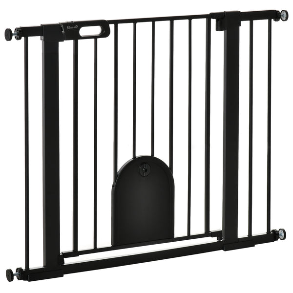 online Cancelletto di Sicurezza per Cani con Porta Piccola Regolabile e Chiusura Automatica 75-103x76 cm Nero