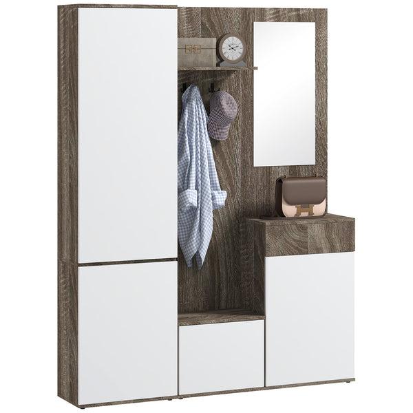 sconto Mobile Guardaroba per Ingresso con Specchio Appendiabiti e Armadio 145x29x184 cm Nero e Bianco