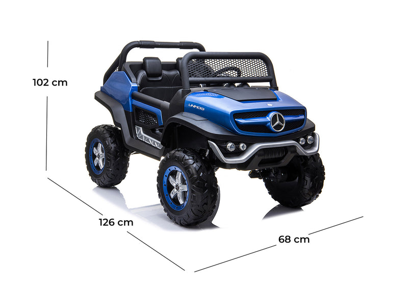 Macchina Elettrica per Bambini 12V con Licenza Mercedes Unimog Blu -5