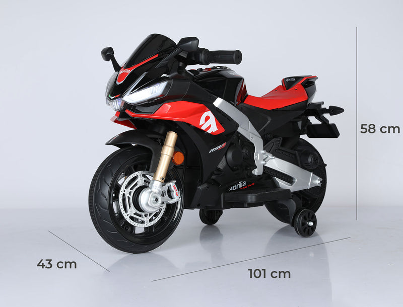 Moto Elettrica per Bambini 12V con Licenza Aprilia RSIV Small Nera  -5