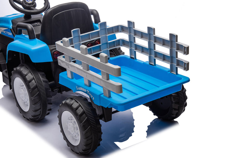 Trattore Elettrico per Bambini 12V con Rimorchio Blu  -4