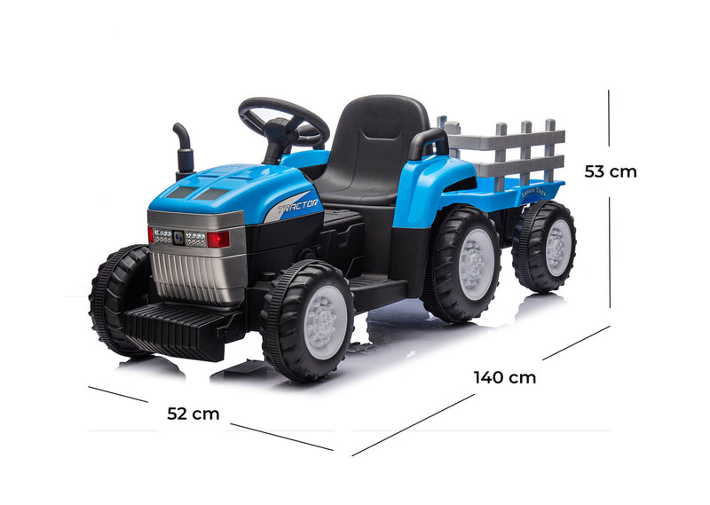 Trattore Elettrico per Bambini 12V con Rimorchio Blu  -5