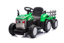 Trattore Elettrico per Bambini 12V con Rimorchio Verde  -1