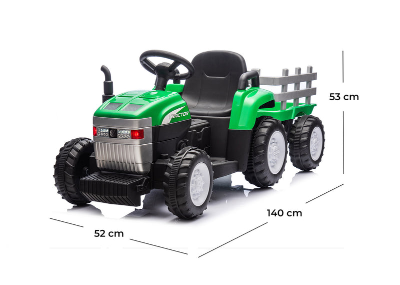 Trattore Elettrico per Bambini 12V con Rimorchio Verde  -5