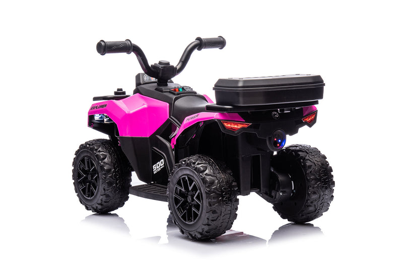 Quad Elettrico per Bambini Safari 6V con Bauletto Posteriore Rosa