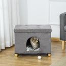 Casetta per Gatti Pouf Poggiapiedi Imbottito 60x45x44,5 cm con Cuscino Rimovibile e Lavabile Grigio-8