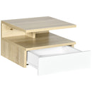 Set da 2 Comodini Sospesi con Cassetto e Ripiano Superiore 35x32x22,5 cm in Legno Bianco e Rovere-9